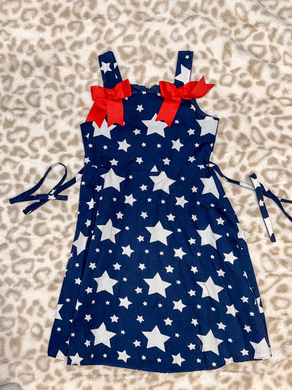 Jessica Ann Navy Star Print Sundress with Red Bows